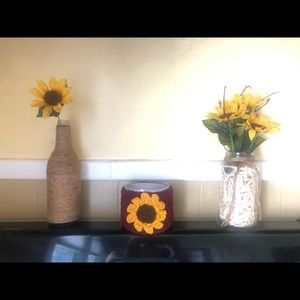 🖤 Candle cover holder crochet sunflower.